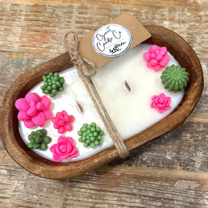 Bougie de soja Succulent Dough Bowl - Pastèque Lollipop pour la vente par Grant Candle Co.