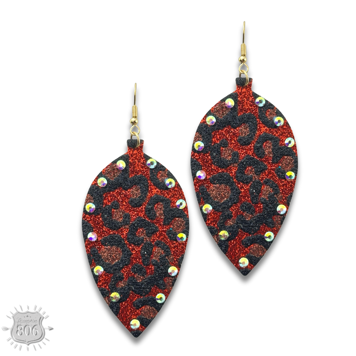 Red Petal shaped earring with rhinestones last call for wholesale on Faire2