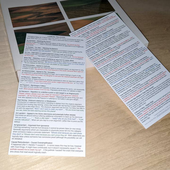 NEW~ Segnalibro Logical Fallacy - Riferimento rapido - Dibattito per la vendita all'ingrosso da parte di BeeGreen & CraftsPlannersPlus