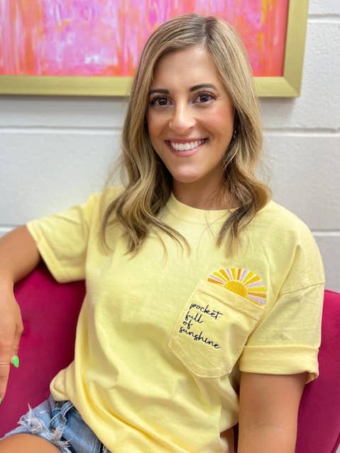 Adelle Linen - Wholesale T-Shirt - Women's - Pocket Full Of Sunshine Tee