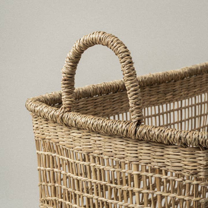 SUNNY HOME - Wholesale Basket - Small Salema Rectangular Seagrass Basket with Handles