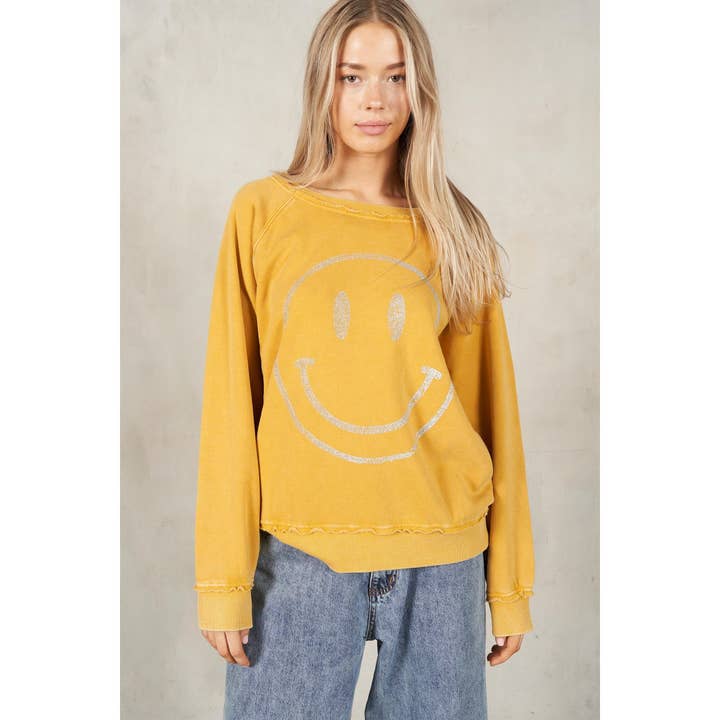 Smile Print Pullover Sweatshirt for wholesale by lalamia
