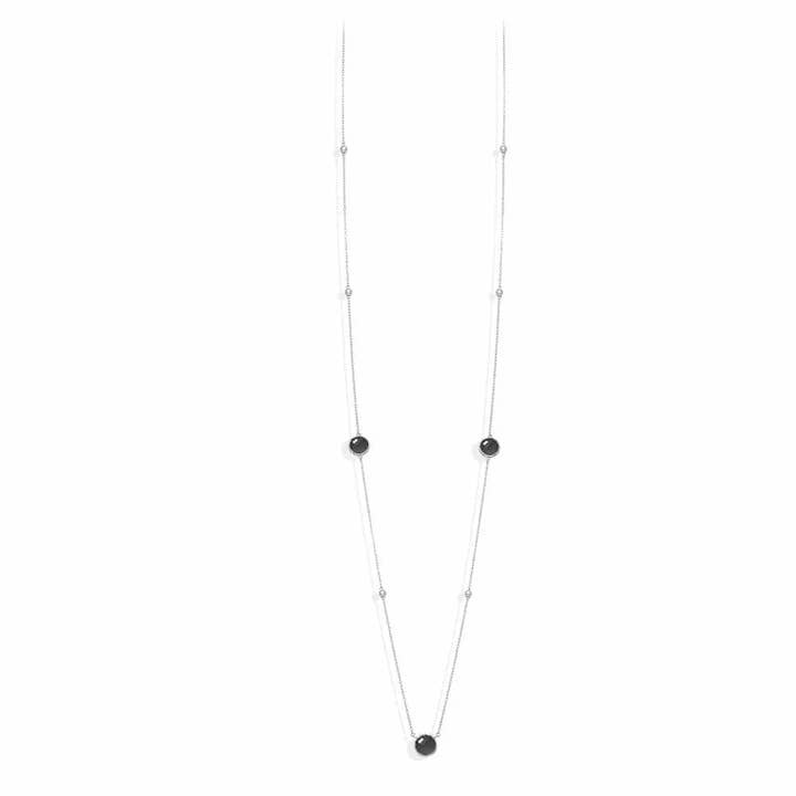 Alla hjärtans långa halsband rodium-klädd silver svart kristall för wholesale av ORUS BIJOUX