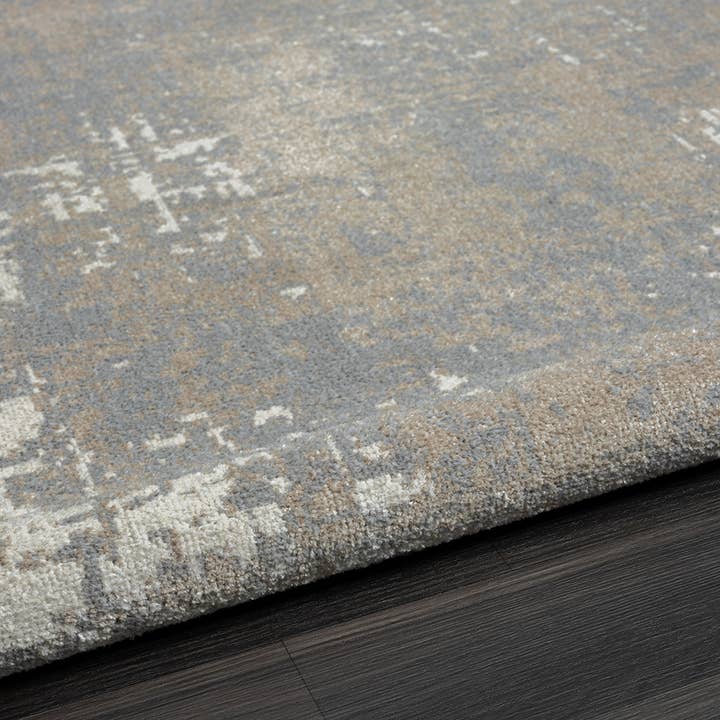 LR Home - Wholesale Area Rug - Lachi Transitional Distressed Border Area Rug, Gray/Ivory
