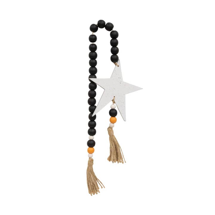 Guirlande de perles noires, oranges et blanches avec étoile éclaboussée pour la vente par CWI Gifts