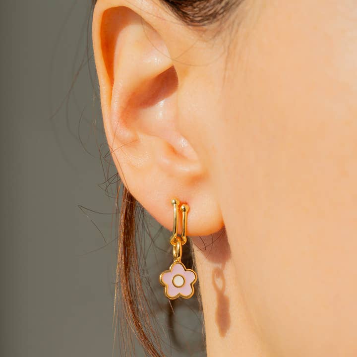 Lucky Feather - Wholesale Hoop Earrings - Charm Garden Add-A-Charm Gold Hoop Earrings4