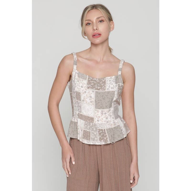 IVE - Wholesale Camisole - Women's - Elastic Shoulder Straps Peplum Cami Top0