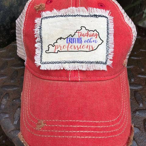 Teacher Distressed Patch Trucker Hat for wholesale by Joetta Marie