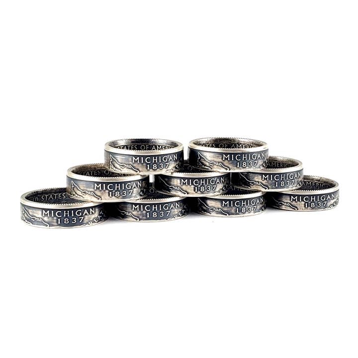 Midnight Jo - Wholesale Band/Stacked Ring - Starter Pack of 8 90% Silver State Quarter Rings2