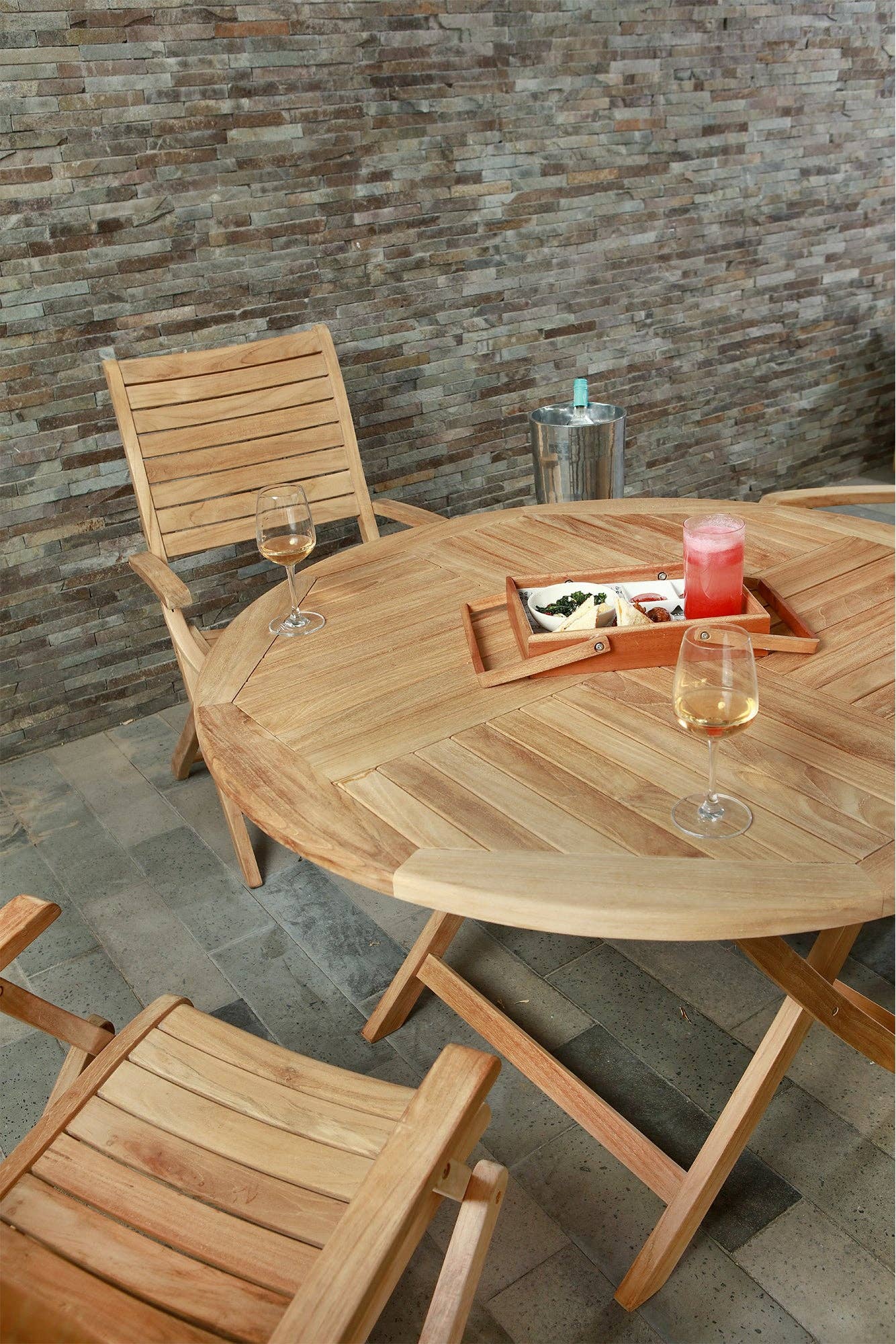 Nordic Teak - Venta al por mayor Sillas plegables - Silla plegable nórdica de teca natural para exteriores con reposabrazos6