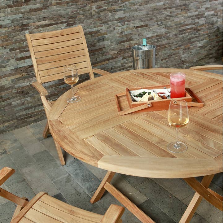 Nordic Teak - Venta al por mayor Sillas plegables - Silla plegable nórdica de teca natural para exteriores con reposabrazos6