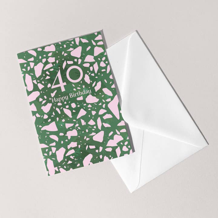 40 Terrazzo fødselsdagskort | Fyrtiende milepælsalder for engroshandel hos Feel Good Supplies