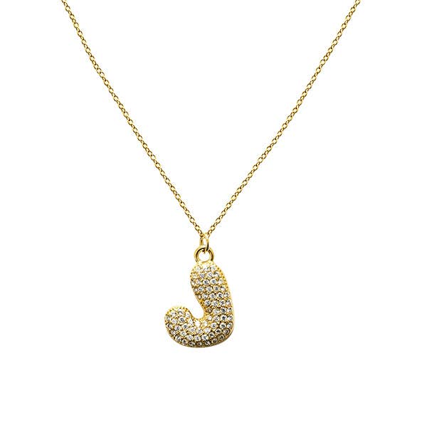 AMORINO SRL - Wholesale Pendant/Charm Necklace - BUBBLE INITIAL NECKLACE WITH ZIRCONIA - MY24784B517 GOLD8