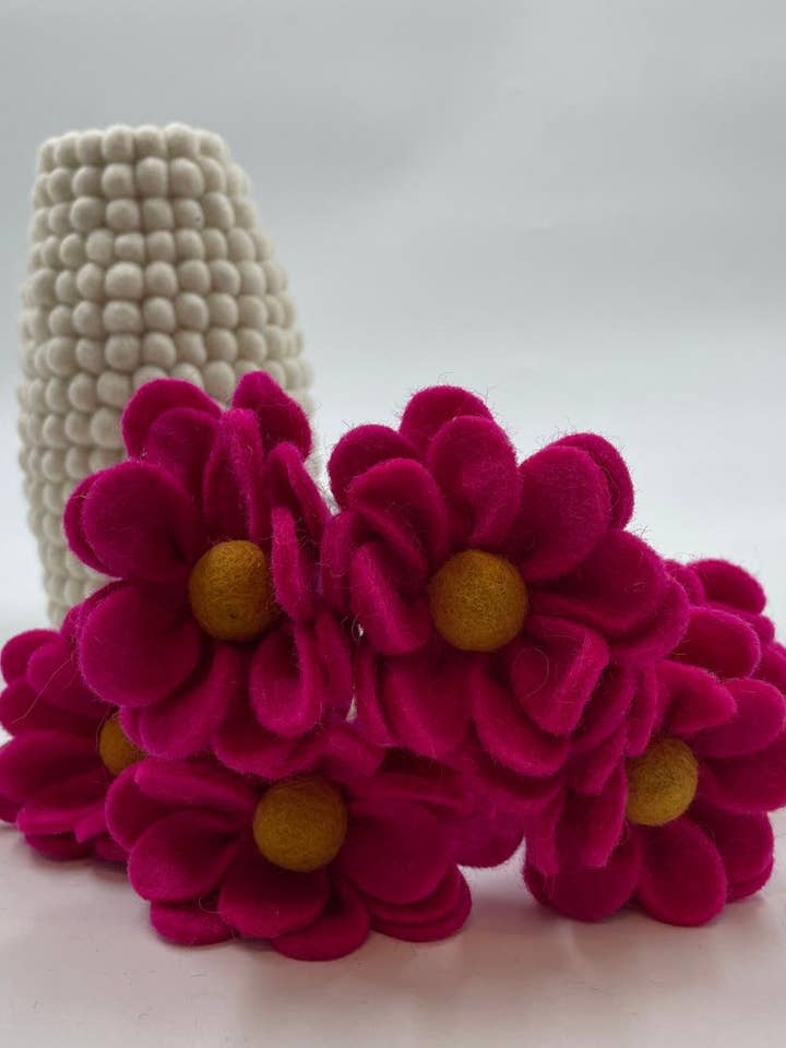 made Pink Flower Felted Flower for wholesale by Funky Yak Ltd