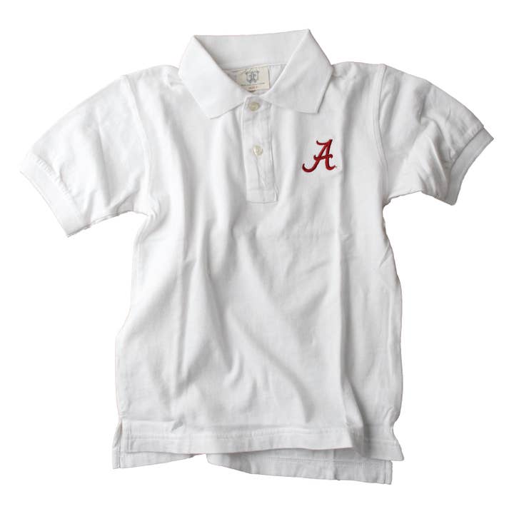 Wes & Willy Alabama Crimson Tide Boy's Polo-White for wholesale by Wes and Willy
