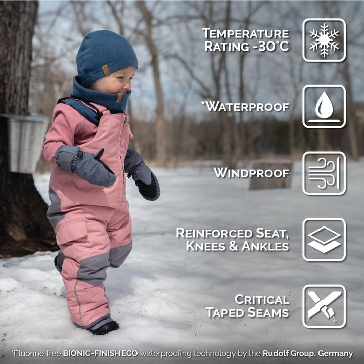 Jan & Jul - Wholesale Overalls - Kids - Dusty Pink | Kids Snow Overalls3