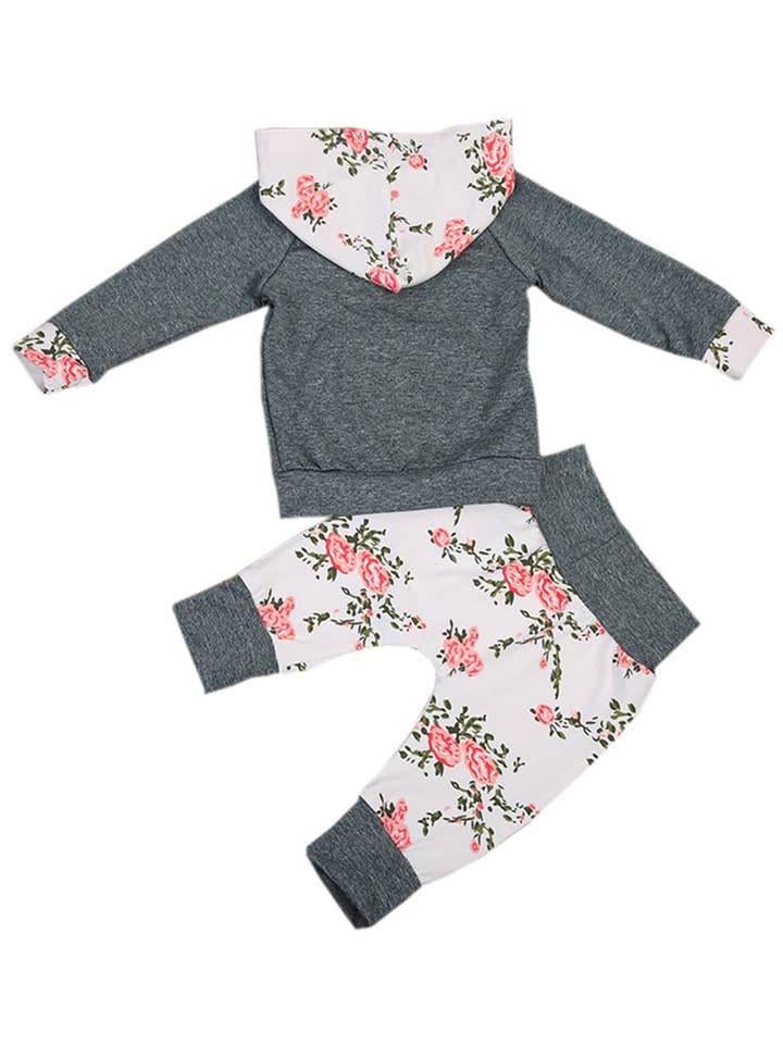 Fennco Styles - Wholesale Top & Pant Set - Baby - Grey Multi Baby Hooded Sweatshirt and Pants