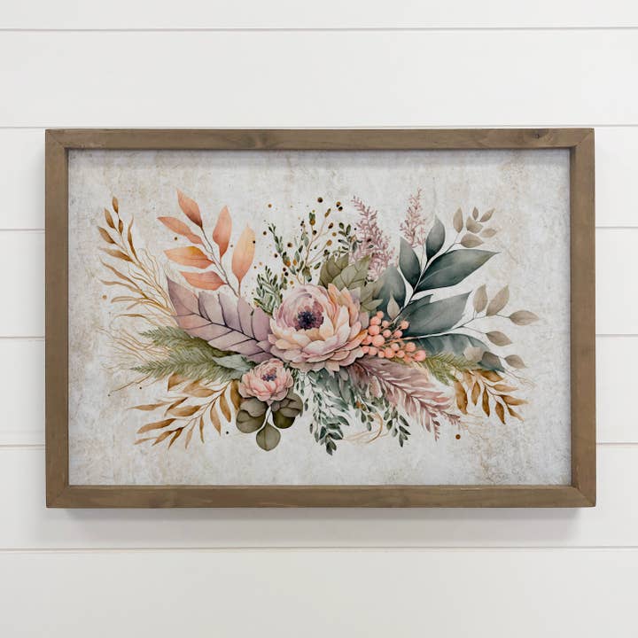 Bohemian Bouquet - Flower Canvas Art - Wood Framed Wall Art for wholesale by Hangout Home