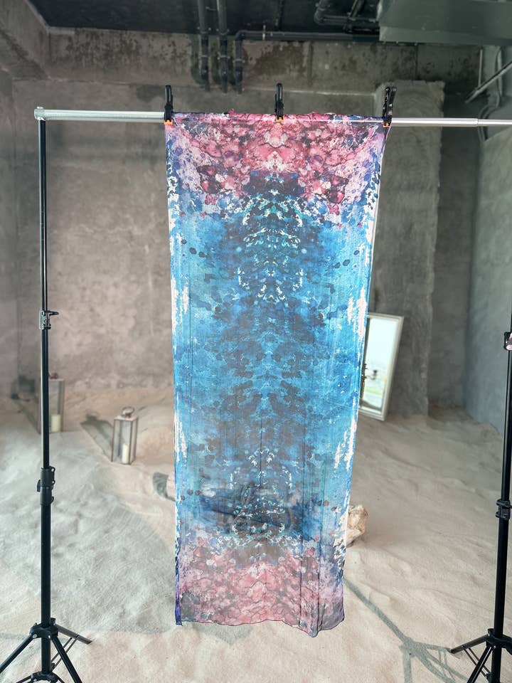 Cachecol Retangular Grande Oceano Azul Rosa por atacado de Mona Fares