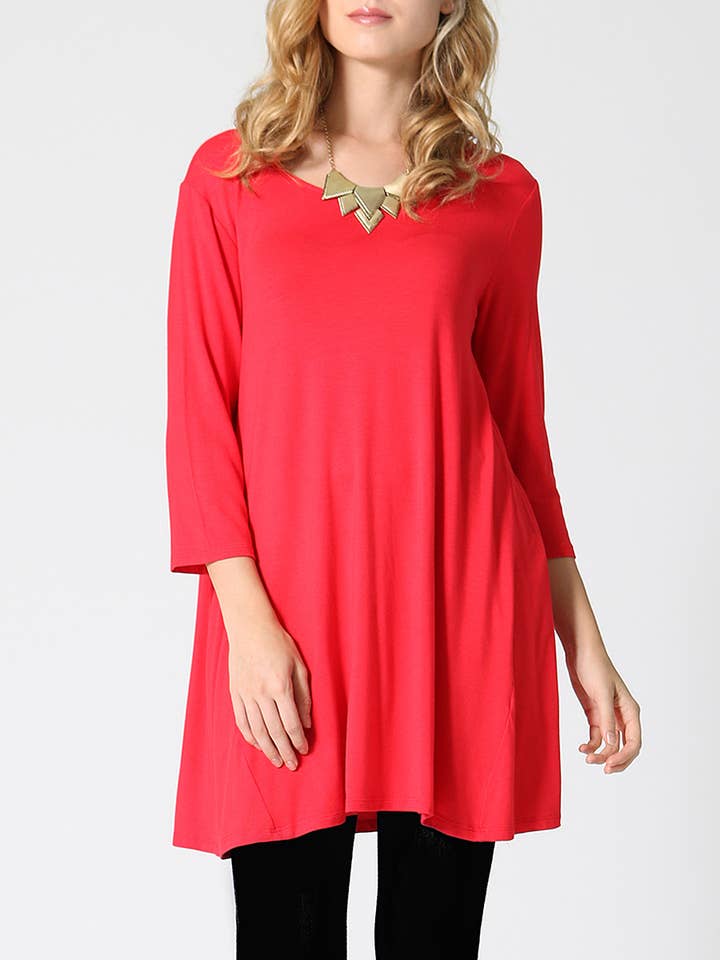 ..._ SI-2925 Túnica de Manga 3/4 Corte Largo por atacado de 42POPS