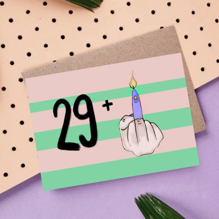 Postcard * Happy Birthday 29 plus* for wholesale by Ute Arnold / Hej.Ibiza