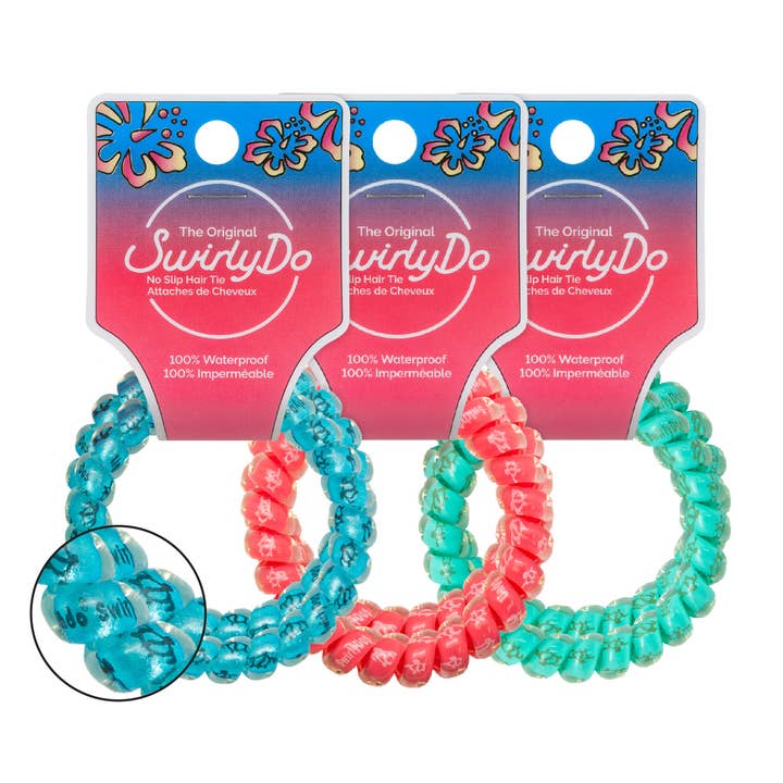 Élastiques à cheveux Lindo Large Tropical Series, 2 pièces/paquet, motif de tortue pour la vente par Lindo