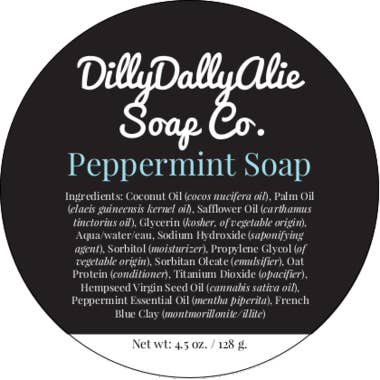 Peppermint Body Soap for wholesale by DillyDallyAlie Soap Co