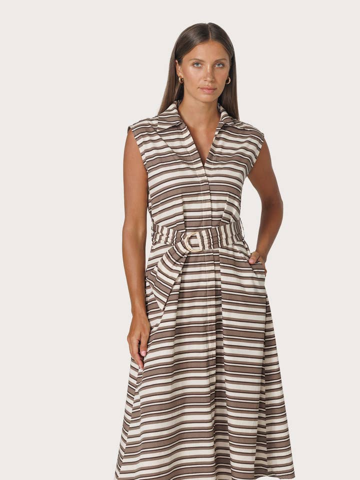 Vestido Poplin Chloe a Rayas Beachmark para venta al por mayor de Lusana