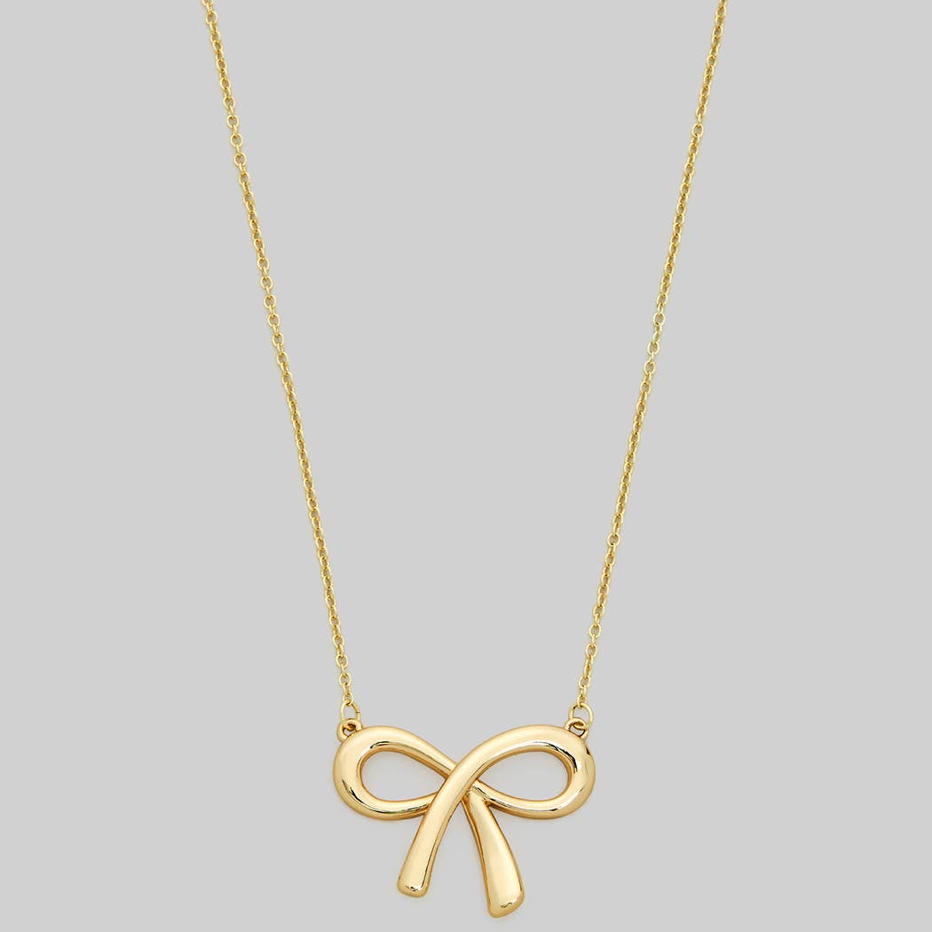 Girly - Wholesale Pendant/Charm Necklace - BRASS BOW PENDANT NECKLACE0