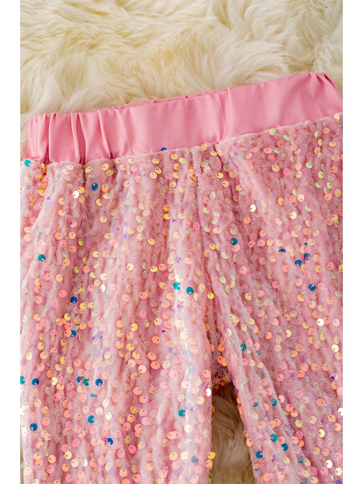 Kids Charm Online - Wholesale Pants - Kids - BLUSH SEQUINS BELL BOTTOMS. PNG40116 AMY
