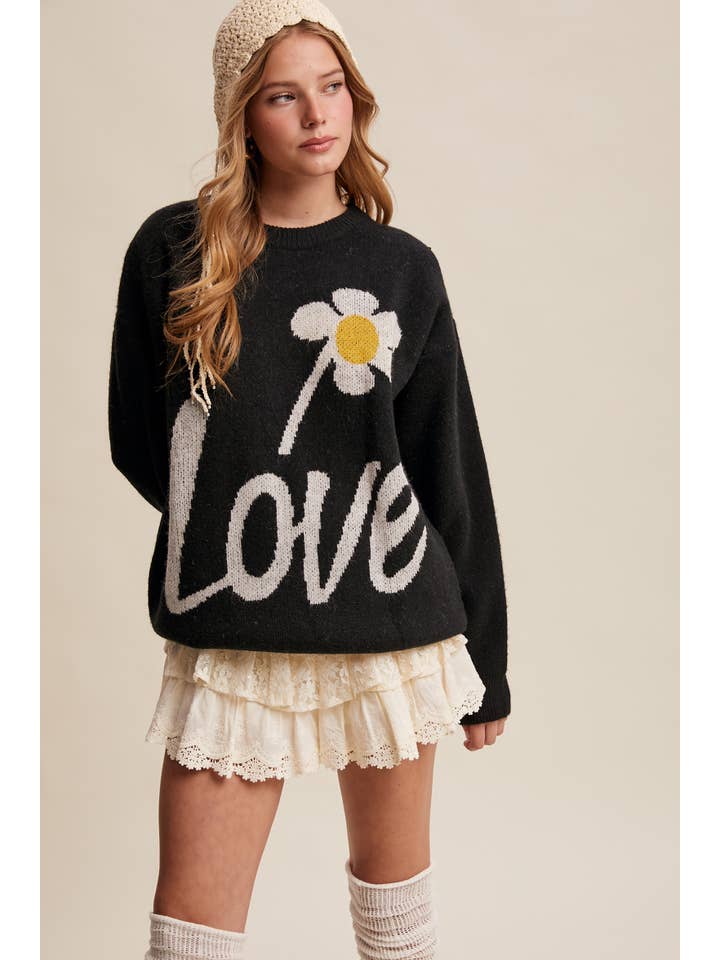 Listicle - Wholesale Knit Sweater - Women's - Love Daisy Graphic Sweater LSW082120