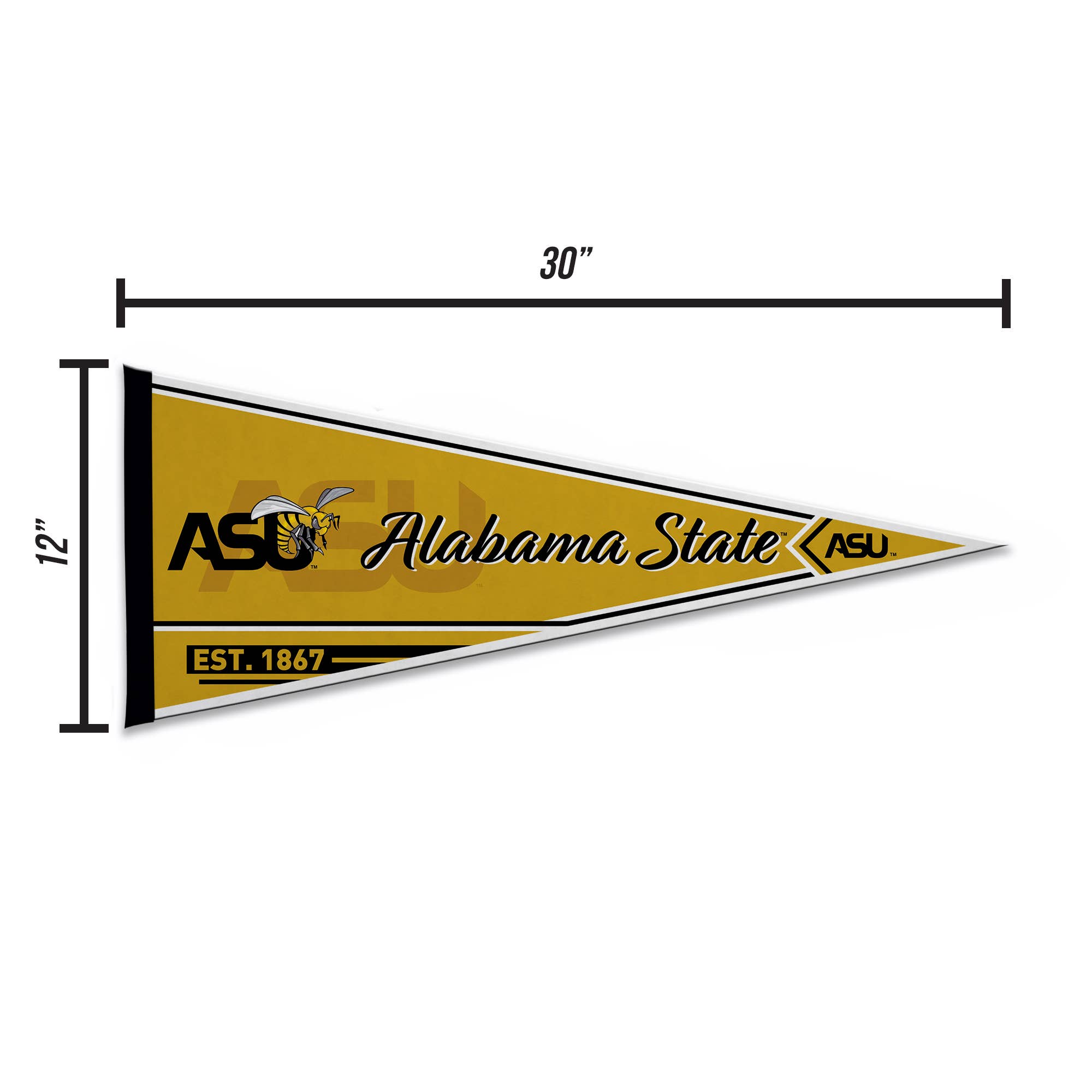 Rico Industries - Wholesale Flag - NCAA  Alabama State Hornets Classic Soft Felt 12X30 Pennant4