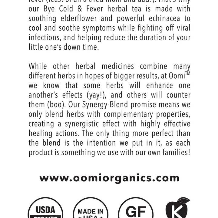 Oomi Organics - Wholesale Health/Detox Tea - Kids Bye Cold & Fever Herbal Tea7