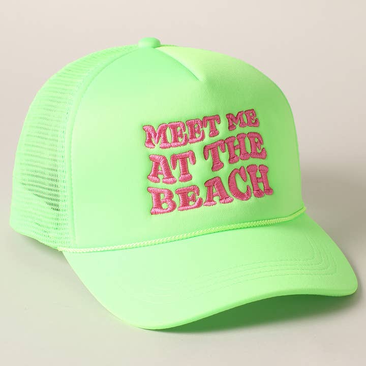Fashion City - Vente Casquette de camionneur – femme - Casquette arrière en maille brodée Meet Me At Beach13