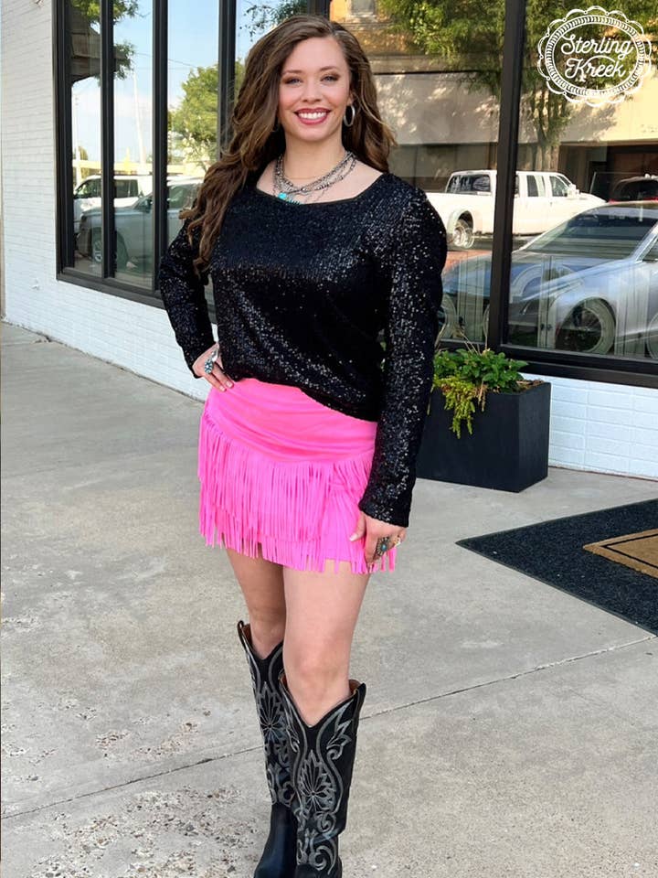 Sterling Kreek - Wholesale Blouse - Women's - Bubble Bling Babe Black Sequin Women's Blouse3