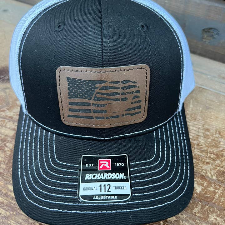 Designed To Flaunt - Wholesale Trucker Hat - Men's - American Flag Buck Men's Richardson 112 Trucker Hat
