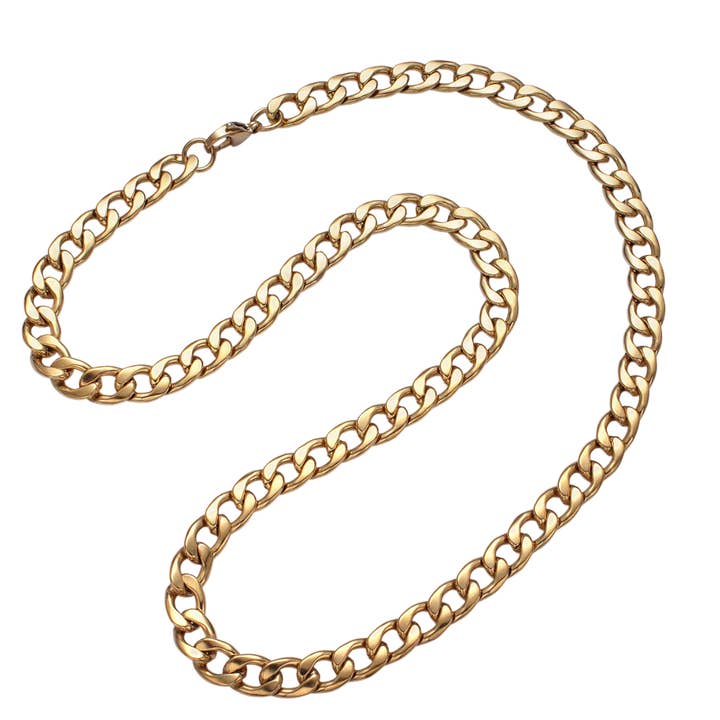 Lång guldfärgad Miami Cuban curb-kedjehalsband CN-21WA1589 för wholesale av Simply Jewels