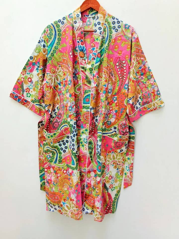 bhavnas boutique - Wholesale Robe - Women's - Long Cotton Kimono Bohemian Sleepwear Bath Robes