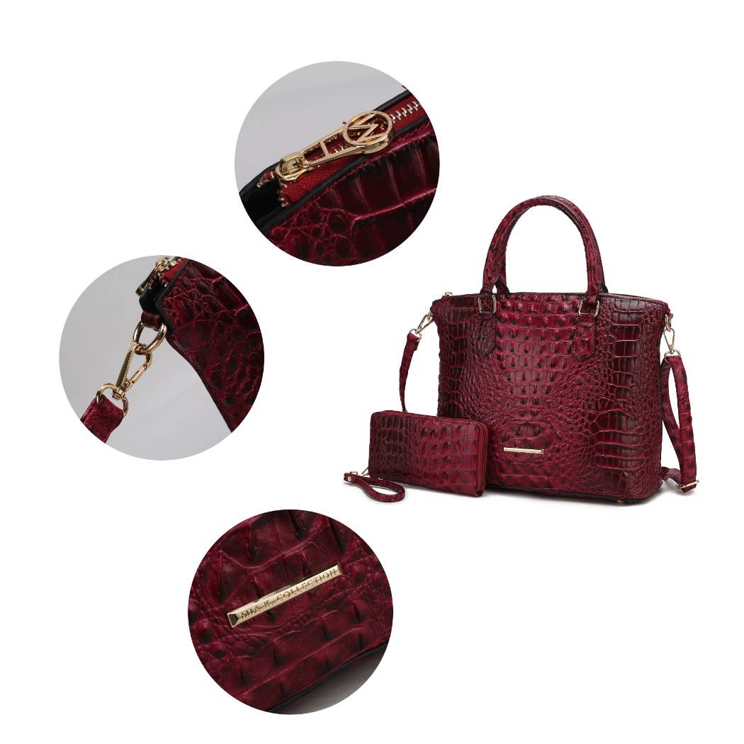 MKF Collection - Wholesale Tote Bag - Women's - MKF Collection Liora Croc Embossed Tote and Set Handbag.8