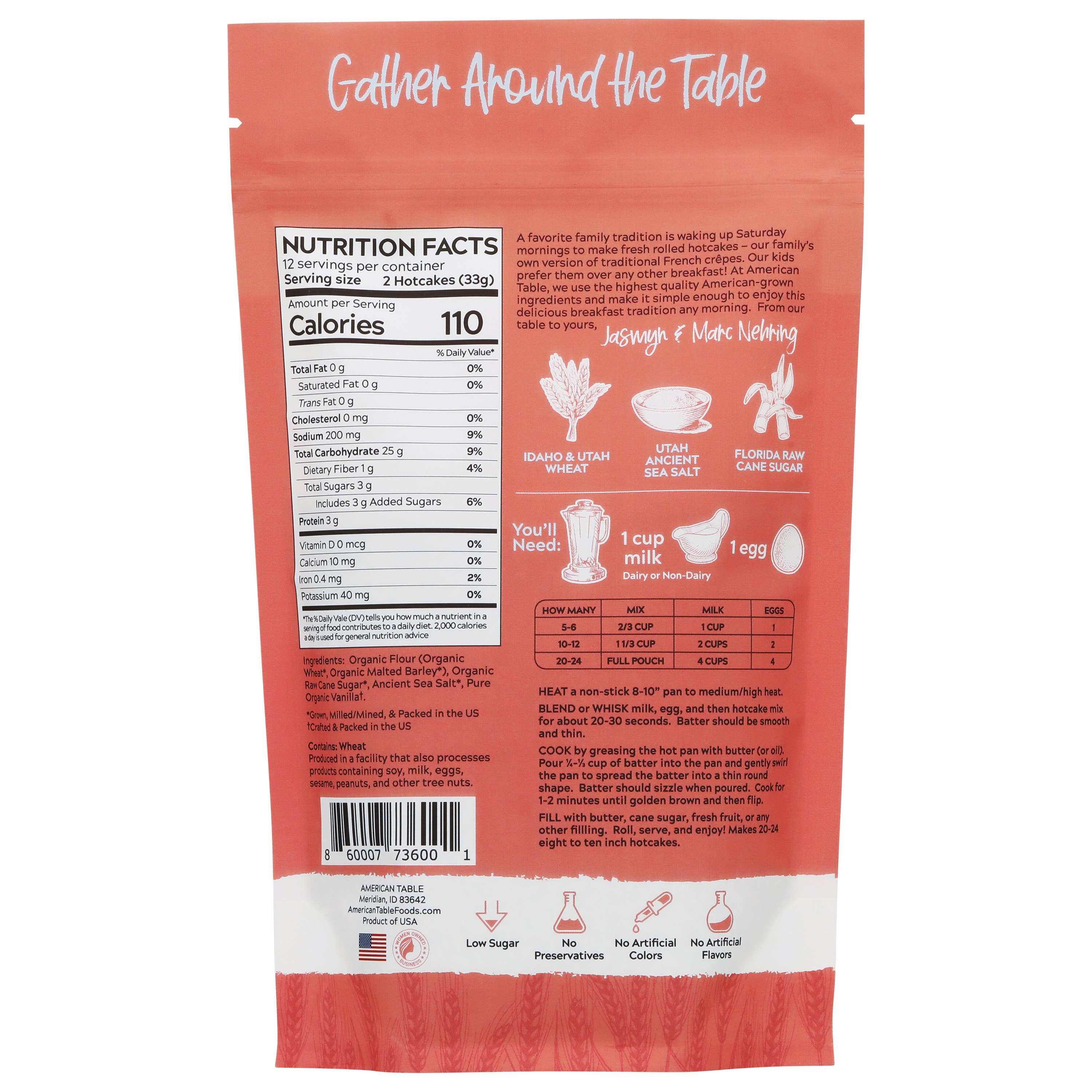 American Table – wholesale Pancake mix – Organic Classic Rolled Hotcakes Crepe Mix 14oz1