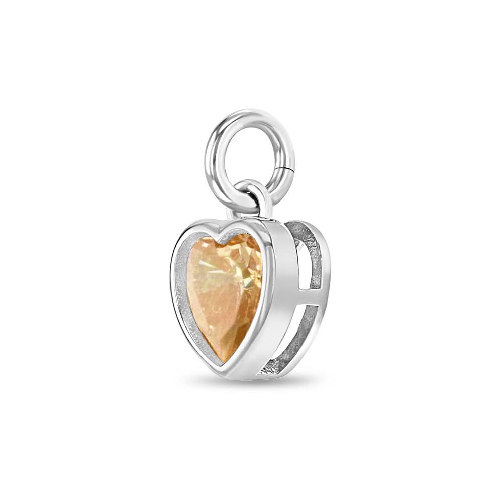 In Season Jewelry – wholesale Individual charm/pendant – Birthstone Heart Charm for Charm Bracelet - Sterling Silver22