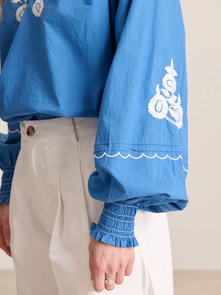 Blue Embroidered blouse - VERA for wholesale on Faire2