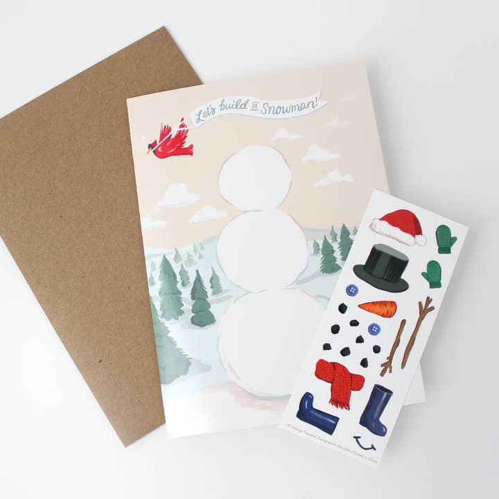 Inklings Paperie - Wholesale Season's Greetings Card - Sticker Scene Card - Build a Snowman3