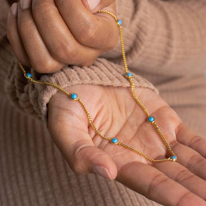 TYPE Simple Natural Turquoise Clavicle Necklace_CWMM5601 for wholesale on Faire