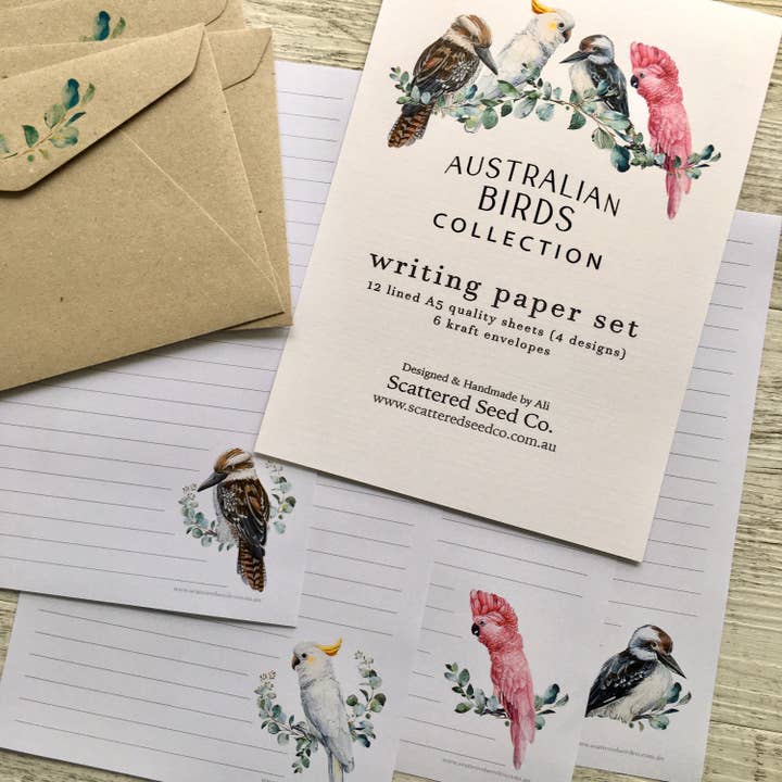 Scattered Seed Co - Vente Assortiments de papeterie/cartes - Papeterie pour lettres avec oiseaux australiens6