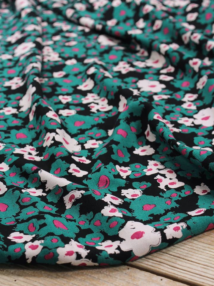 Carlota Black Liquorice Twill Viscose Ecovero Fabric for wholesale by Eglantine et Zoé