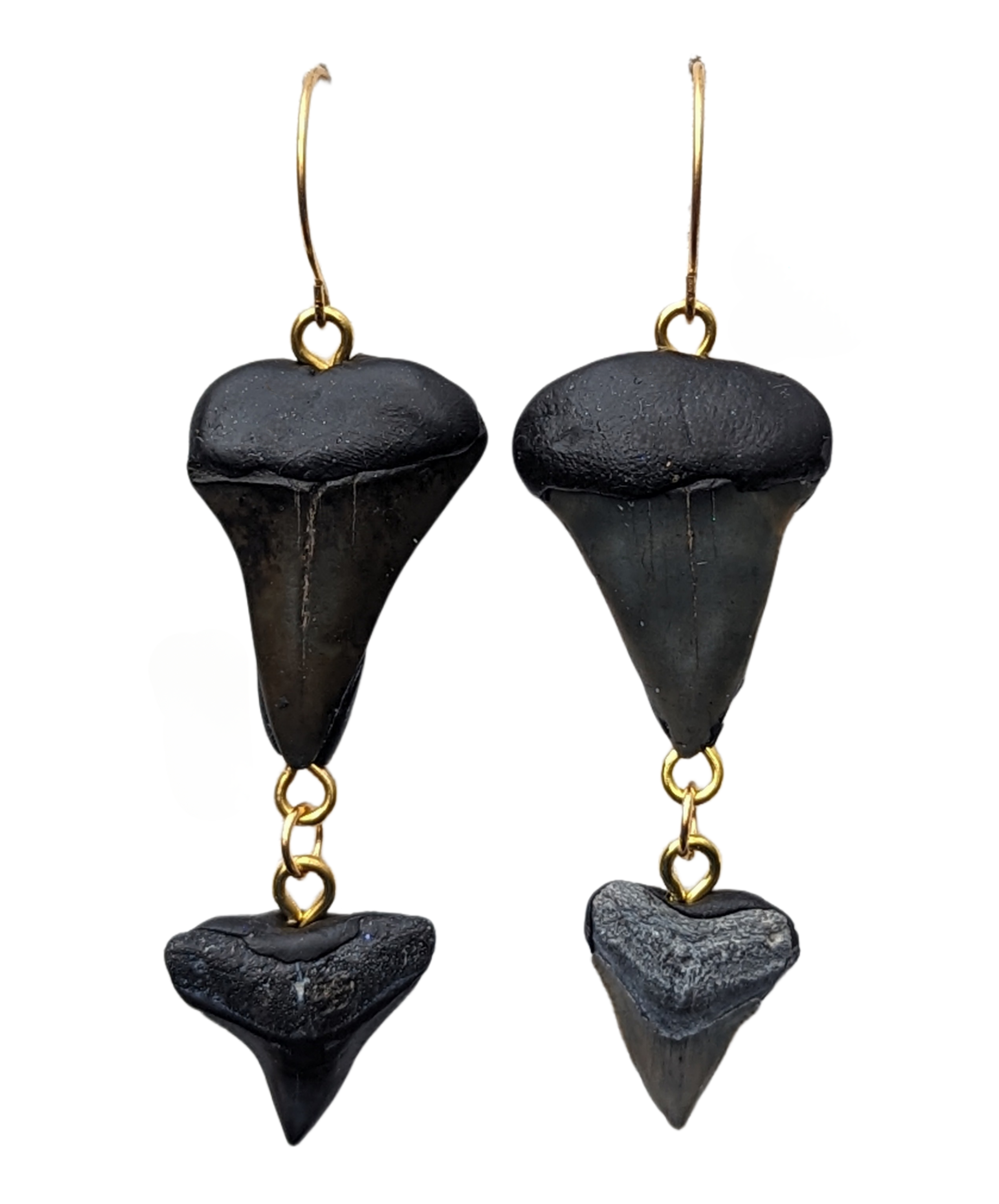 Gay Isber Designs – wholesale Dangle earrings – Double Stacked Fossilized Shark Teeth Designed Hand Made by Award-Winning Artist Sugar Gay Isber0