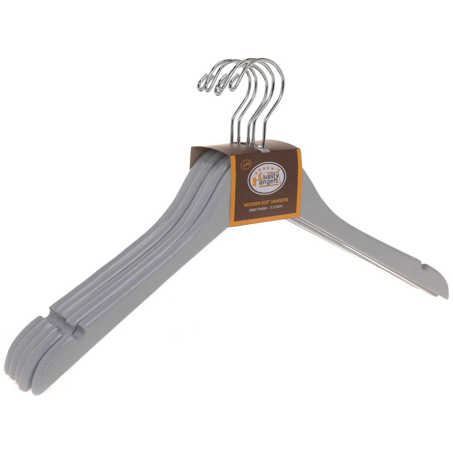 Quality Hangers – Großhandel Kleiderbügel – W061 Halb gebogene Holz-Kleiderbügel, 17,5 „Hellgrau - 800