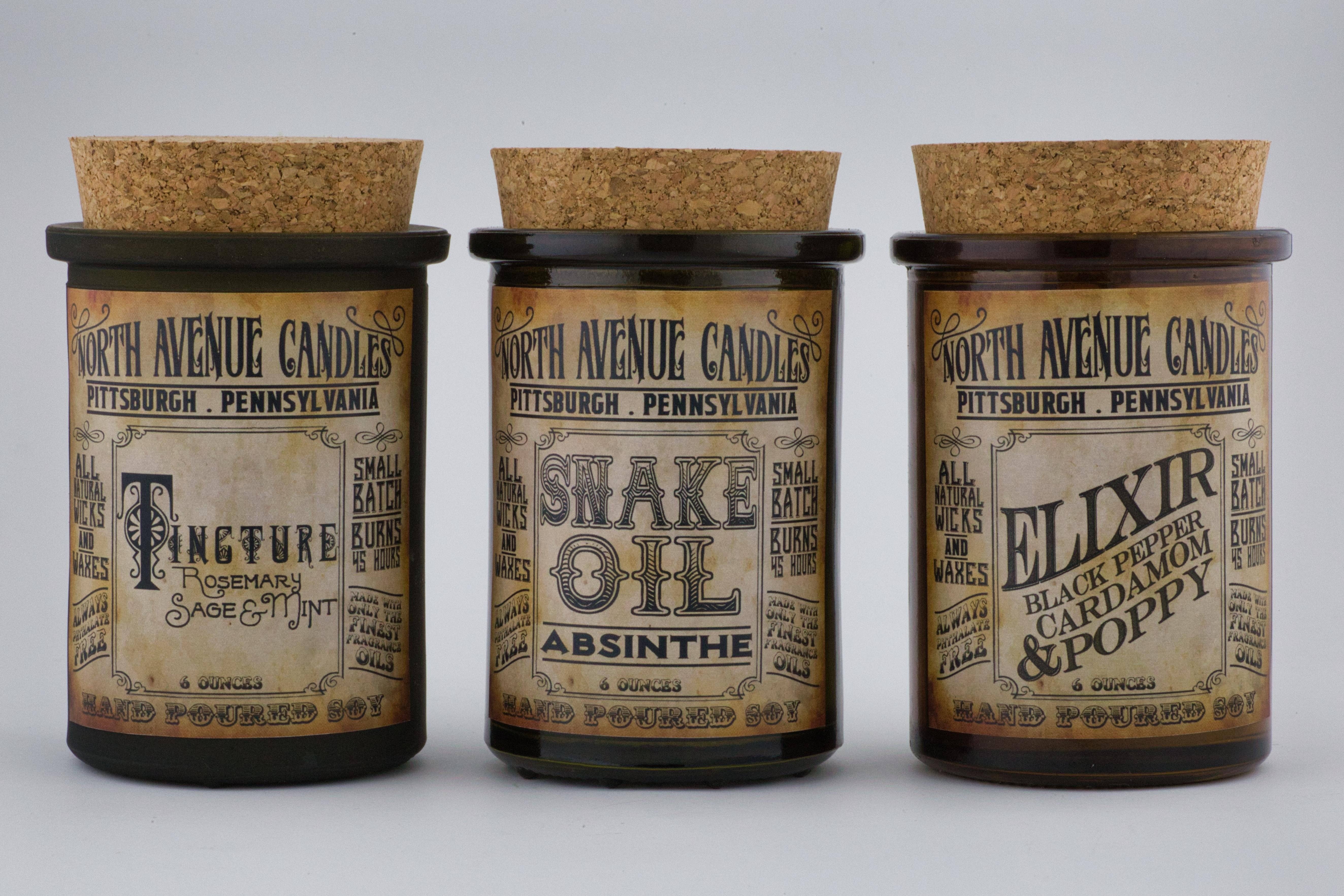 North Ave Candles - Wholesale Jar/Filled Candle - The Apothecary / Tincture / Rosemary, Mint, + Sage1