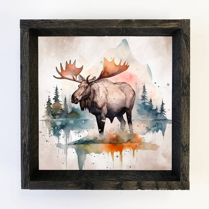 Hangout Home - Wholesale Kunstprint - Aquarel van elanden - Wanddecoratie met ingelijste dieren - Natuurdecor0